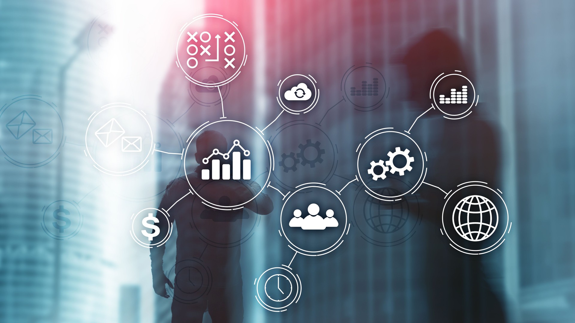 Concept d’automatisation du processus business sur fond flou.